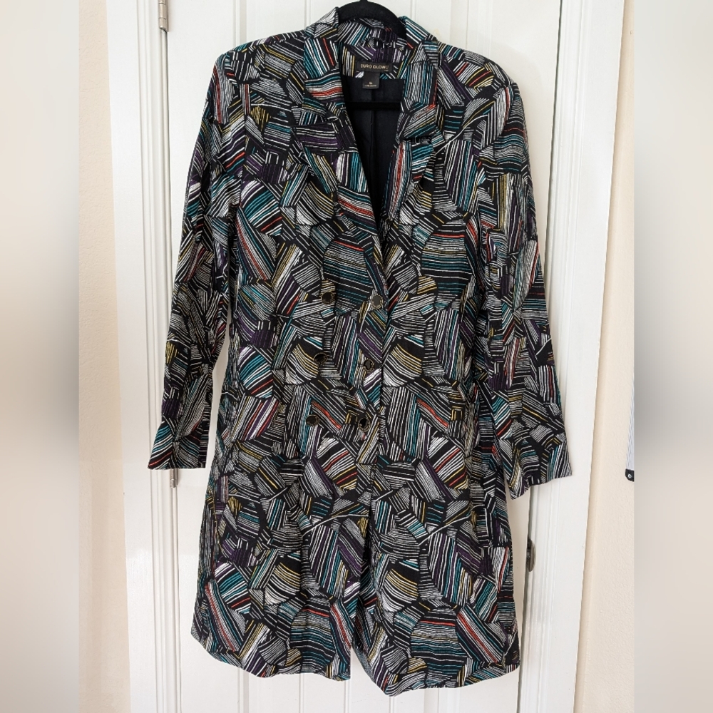 Duro Olowu Abstract Multicolor Cotton Trench‎ XL